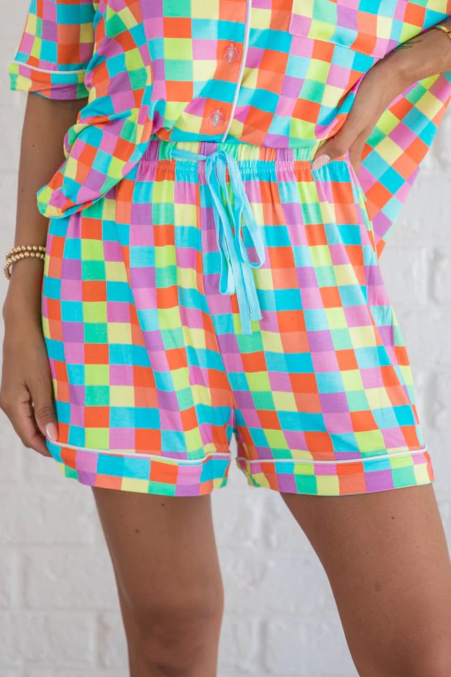 Good To Get Away In Glamour On The Grid Bamboo Pajama Shorts | Pink Lily