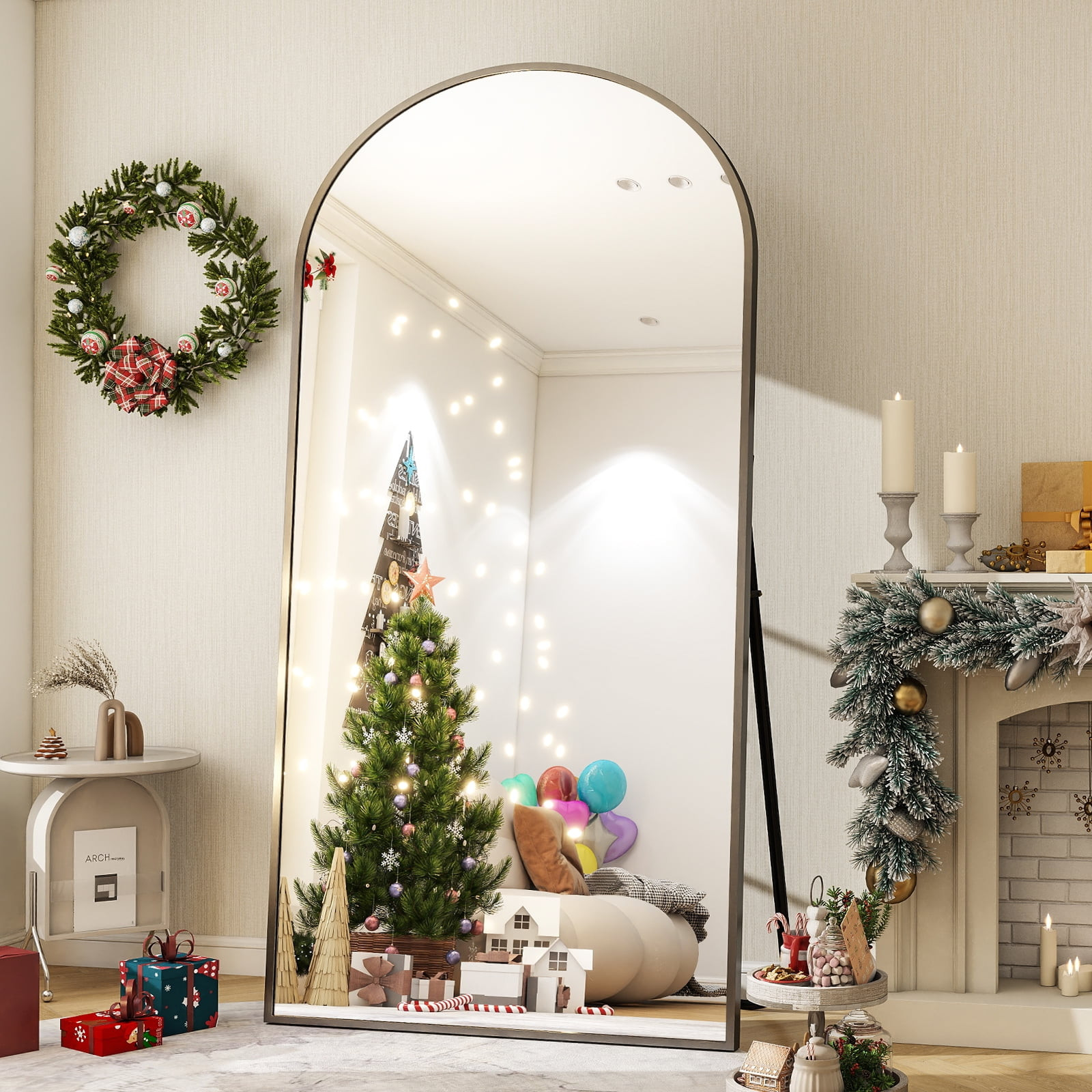 BEAUTYPEAK 76"x 35" Oversized Full Length Mirror Arch Standing Floor Mirror Full Body Mirror, Bla... | Walmart (US)