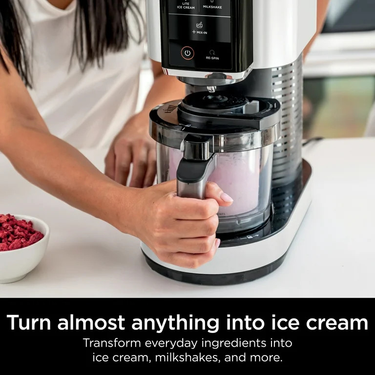 Ninja CREAMi Ice Cream Maker, White, 5 One-Touch Programs, 2 16oz Pints with Storage Lids | Walmart (US)