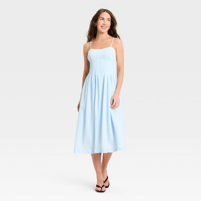Women's Textured Corset Midi Dress - A New Day™ Light Blue XL | Target