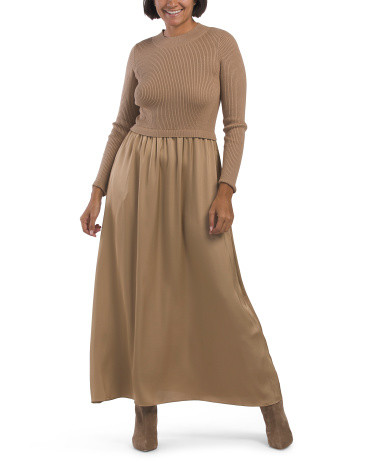 Long Sleeve Satin Skirt Sweater Dress | TJ Maxx