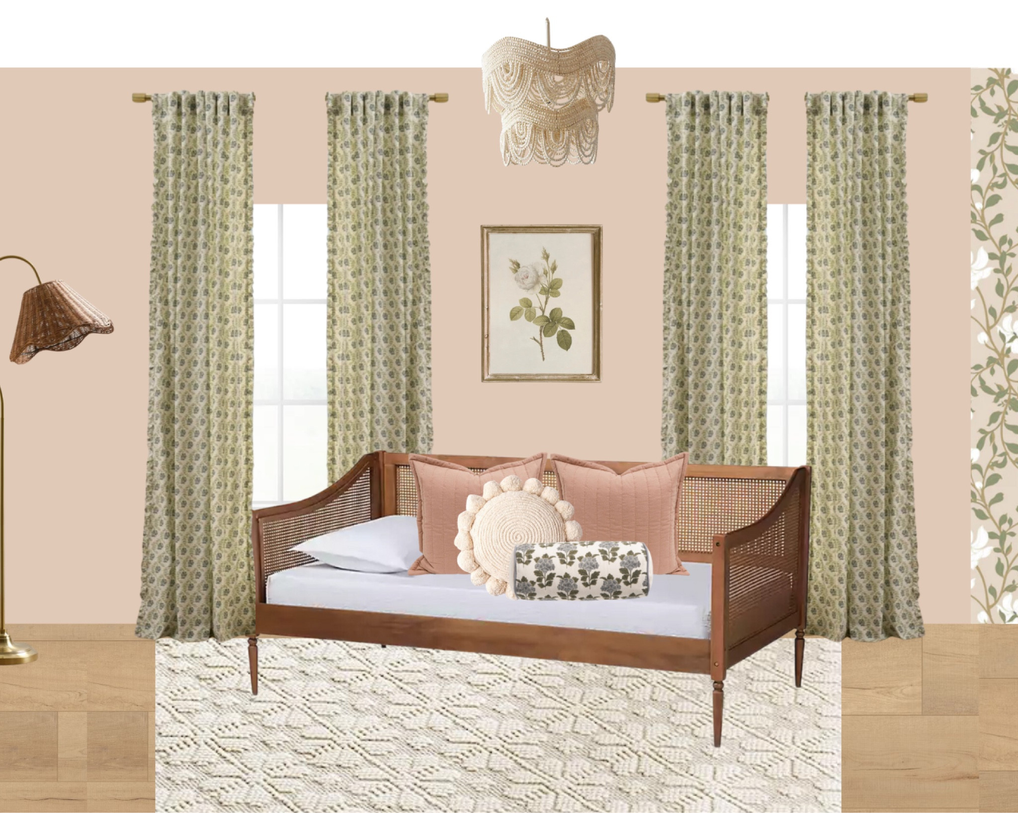 Squish’s room plans!!! 😍😍 

Chandelier curtains daybed rug pillows art wallpaper floor lamp west elm magnolia THEBLOOMINGNEST kids room toddler girl room 

#LTKHome #LTKKids #LTKBaby