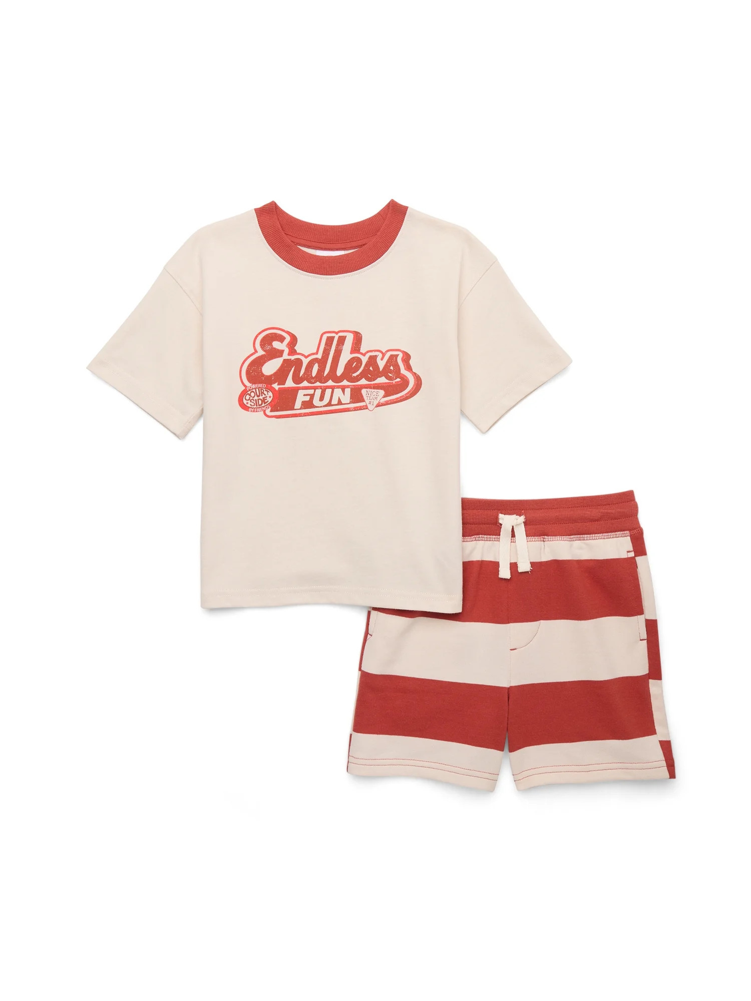 Wonder Nation Toddler Boys Graphic Tee and Striped Shorts Set, 2-Piece, Sizes 12M-5T - Walmart.co... | Walmart (US)