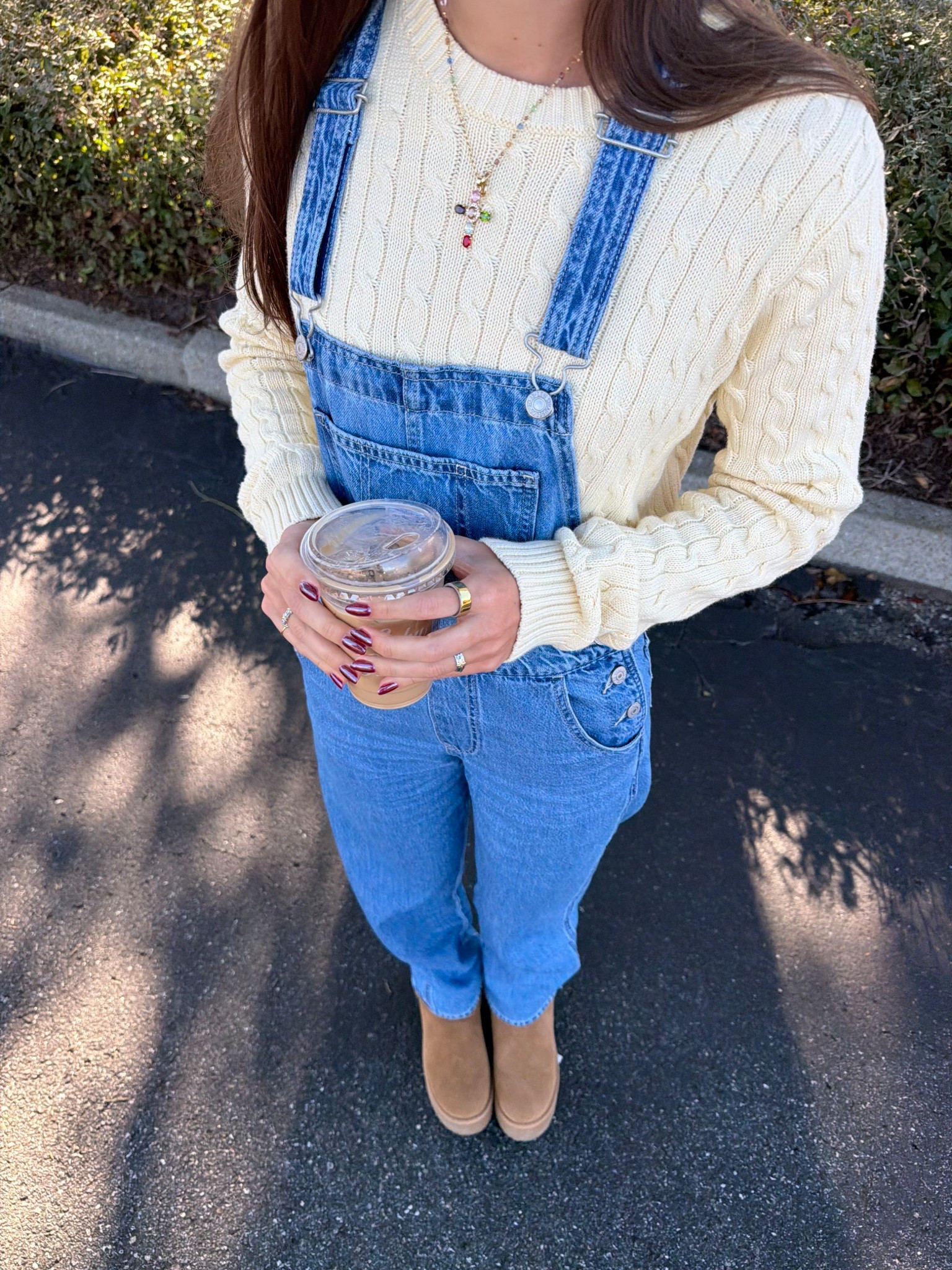 sweater + overalls outfit!