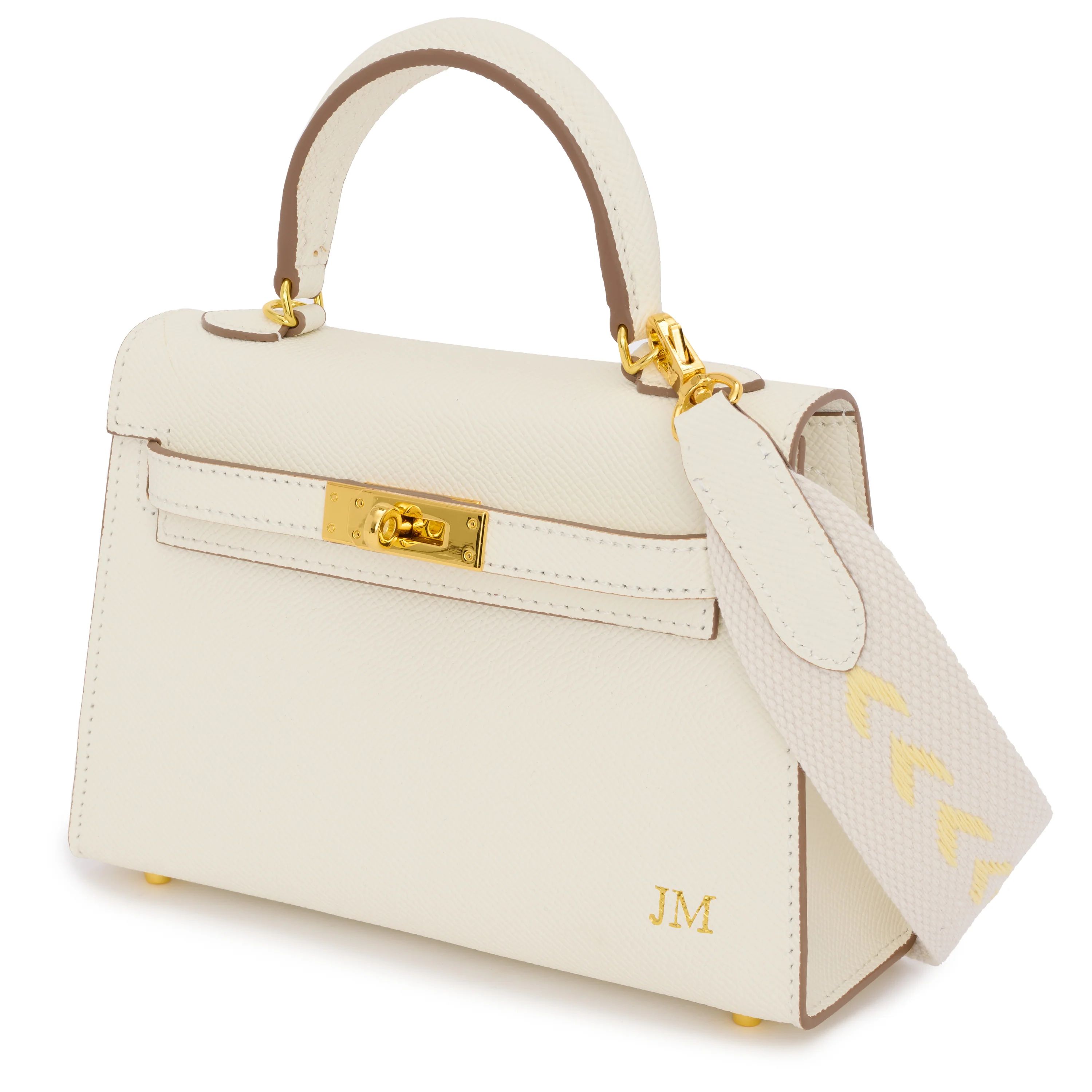 Lily & Bean Hettie Mini Bag - Off White with Initials & Fabric StraP | Lily and Bean