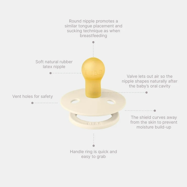 BIBS Colour Latex Pacifier Size 2, Cloud/Blush, 2 Ct | Walmart (US)