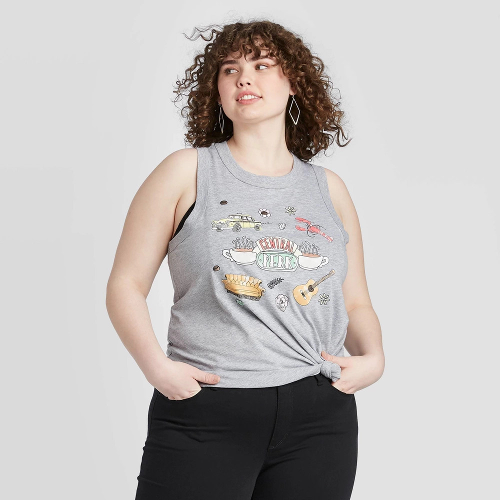 Women's Friends Plus Size Cartoon Icon Graphic Tank Top (Juniors') - Heather | Target