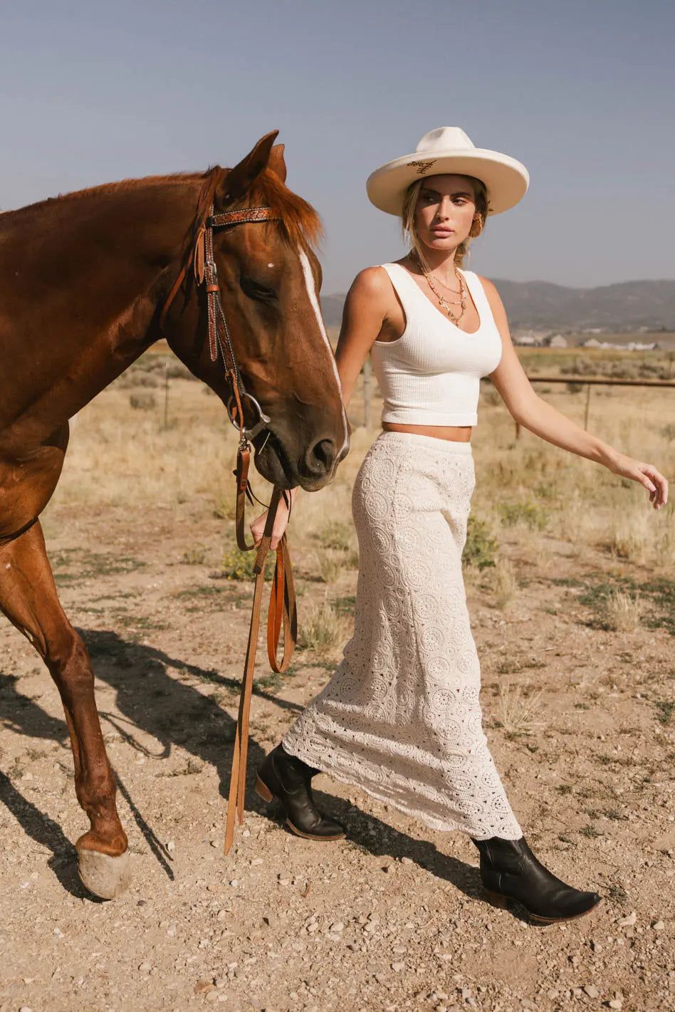 Nanet Crocheted Maxi Skirt in Natural | Böhme US