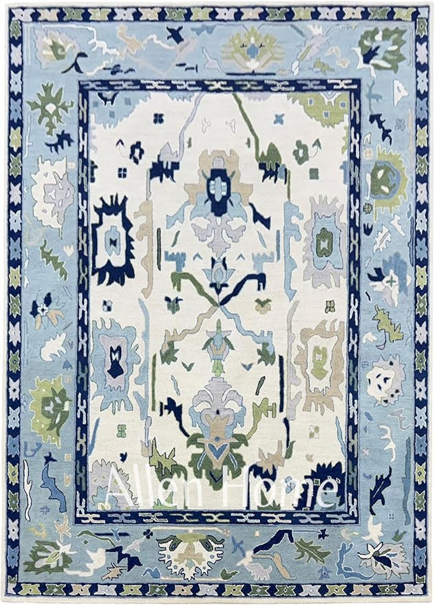 Allen Home Hand Tufted Oushak Wool Rugs - Pastel Ushak Area Carpets Suitable for Living Room, Bed... | Amazon (US)