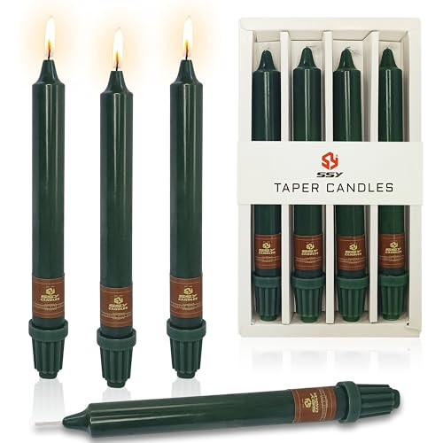 Unscented Candle Sticks 8 inch Dark Green Taper Candles Set of 4 Smokeless Candle Slow Burning Candlesticks Good as Dinner Candles Household Candles Holiday Candle & All Special Occasions | Amazon (US)