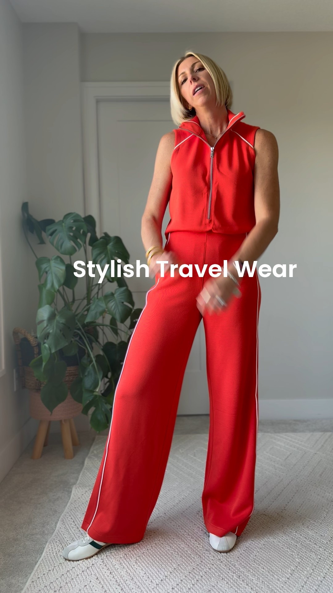 This is sporty chic jumpsuit makes the perfect travel day look! Plus the sleek design makes it easy to slip off when nature calls🙌🏻
I am 5’10” & wearing a medium tall 

#LTKSaleAlert #LTKSeasonal #LTKOver40