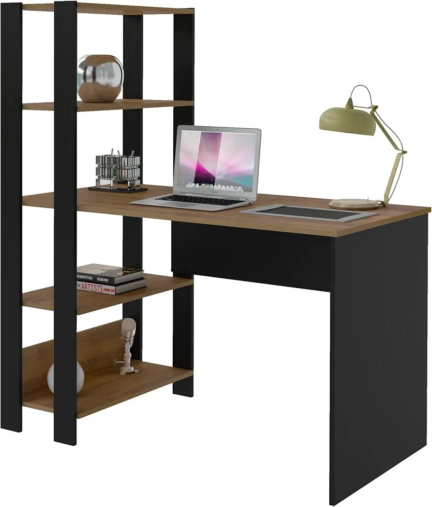 Escrivaninha com Estante Lateral MATCH cor Preto/Pinho - Artely | Amazon (BR)