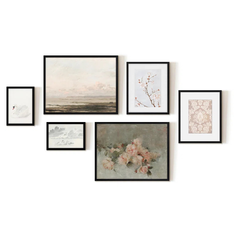 Framed On Wood 6 Pieces Print | Wayfair North America