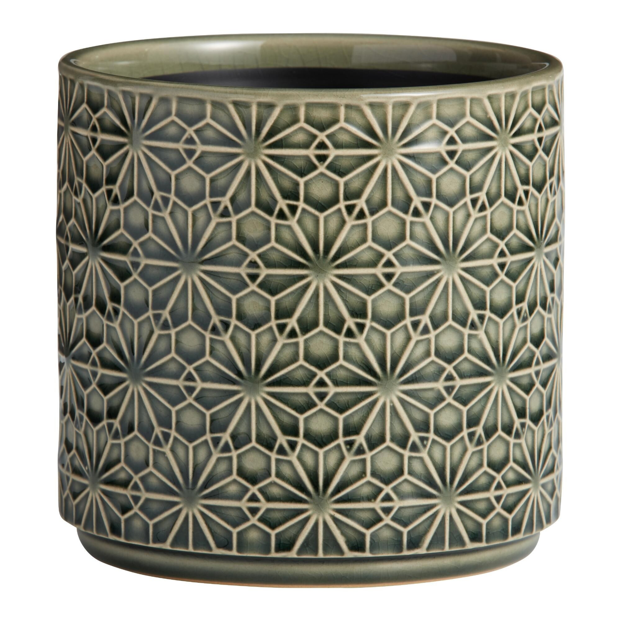 Stamped Floral Ceramic Planter | World Market