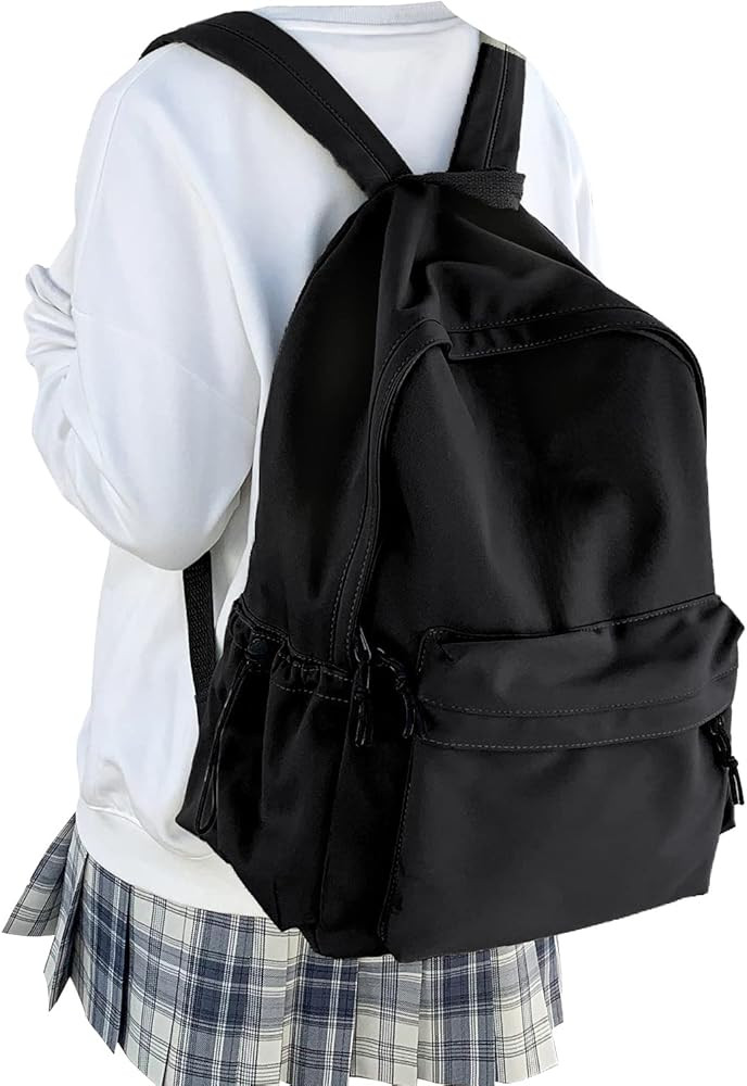 Classic Basic Black Backpack For Women,Waterproof High School Bookbag,Lightweight Casual Travel D... | Amazon (US)