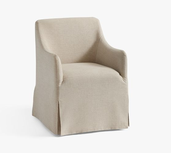 Maxine Slope Slipcovered Dining Armchair | Pottery Barn (US)