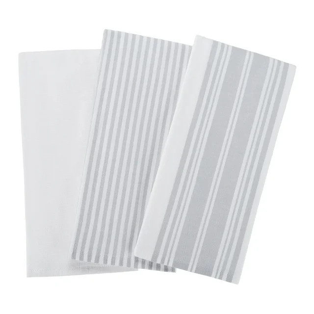 Better Homes & Gardens Soft Silver Cotton Woven Dual-Purpose Oversized Kitchen Towels 3 Pack | Walmart (US)