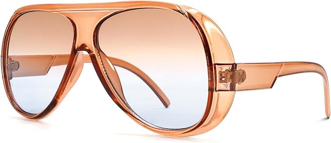 Trendy Aviator Sunglasses for Women Men, Retro 70s Sun Glasses, Oversized glasses UV400 | Amazon (US)