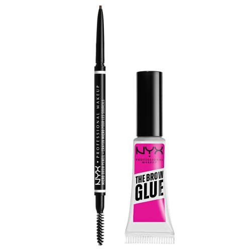 NYX PROFESSIONAL MAKEUP Micro Brow Pencil (Ash Brown) + Brow Glue (Clear), 2-Pack Bundle | Amazon (US)