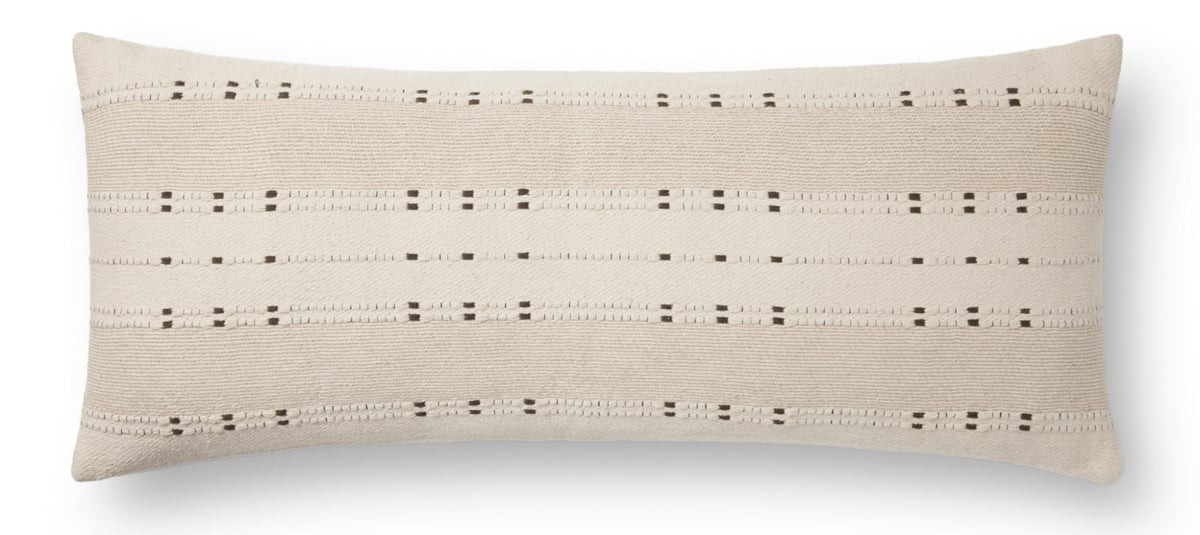 Gabrielle Pillow PAL-0027 Beige/Terracotta/Brown Wool Striped | Rugs Direct