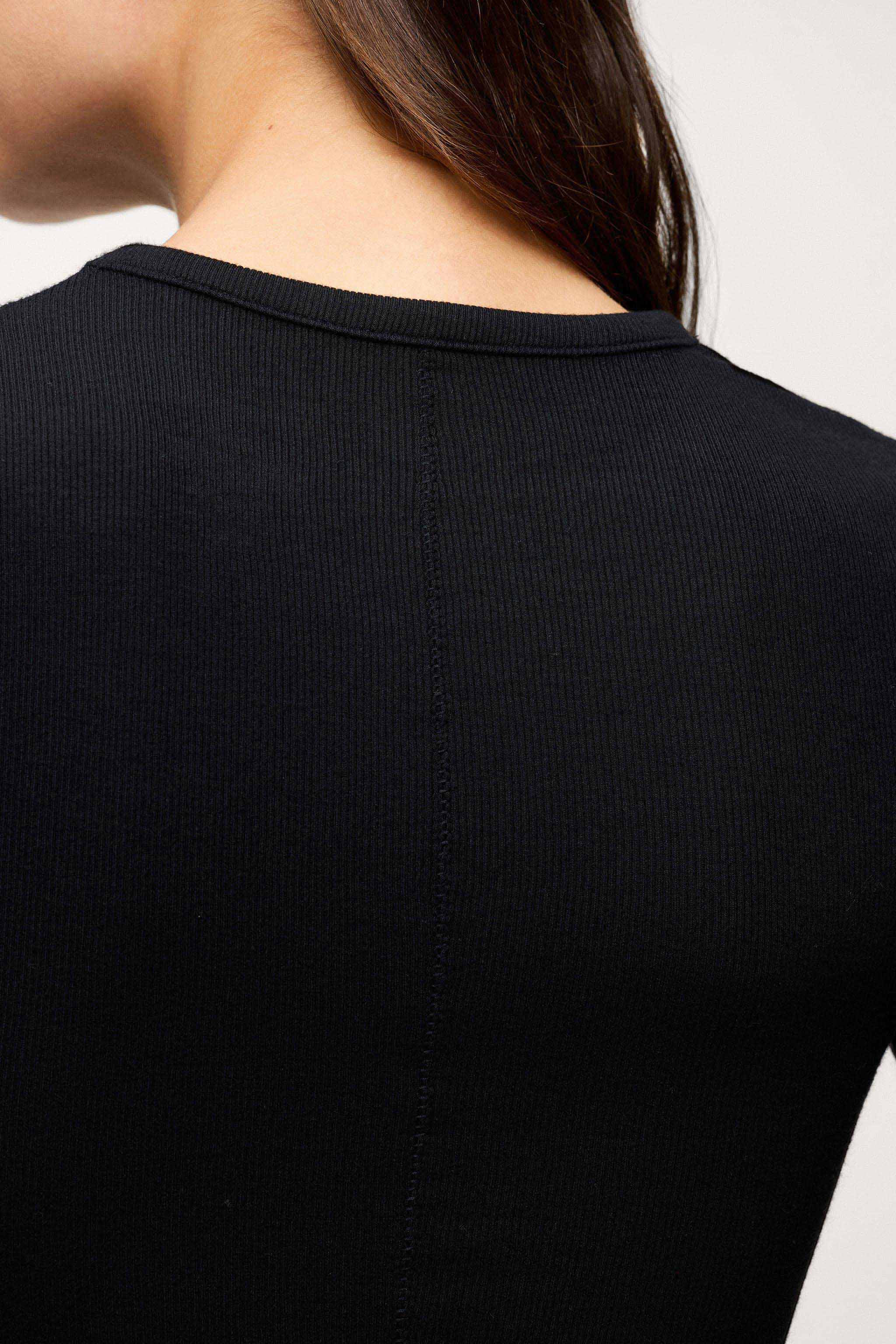 Slinky Rib Long Sleeve Shirt | Black | Nuuds US