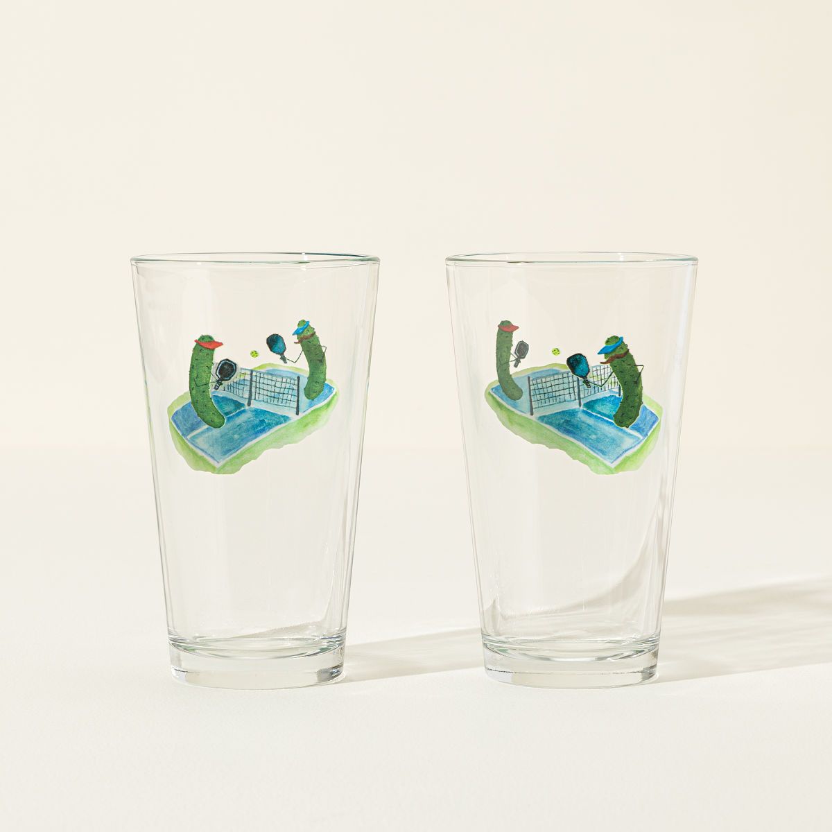 Pickles Playing Pickleball Pint Glass Set | UncommonGoods