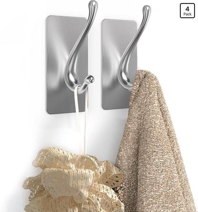 Towel Hooks, Solid Alloy Adhesive Wall Hooks for Hanging, Towel Hooks for Bathroom, RV, Kitchen, ... | Amazon (US)