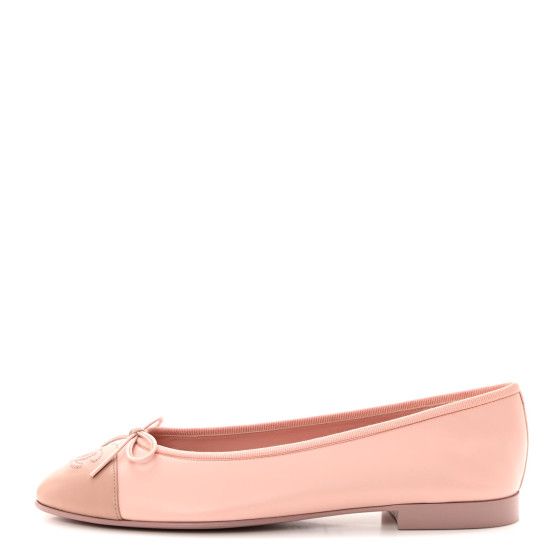 Lambskin Cap Toe CC Ballerina Flats 40.5 Light Pink Dark Pink | FASHIONPHILE (US)
