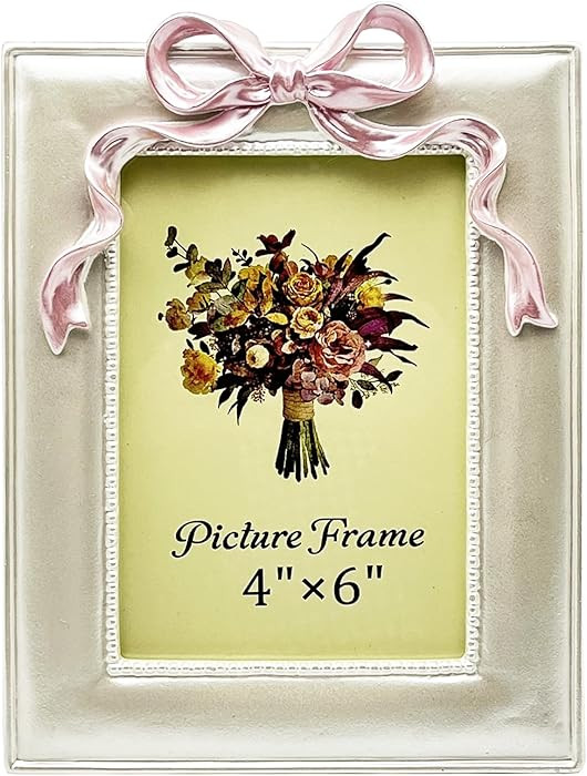 Vintage Picture Frame 4x6 Inch, Ornate Cute Photo Frames with Glass Front, Pink Bow Design, Table... | Amazon (US)