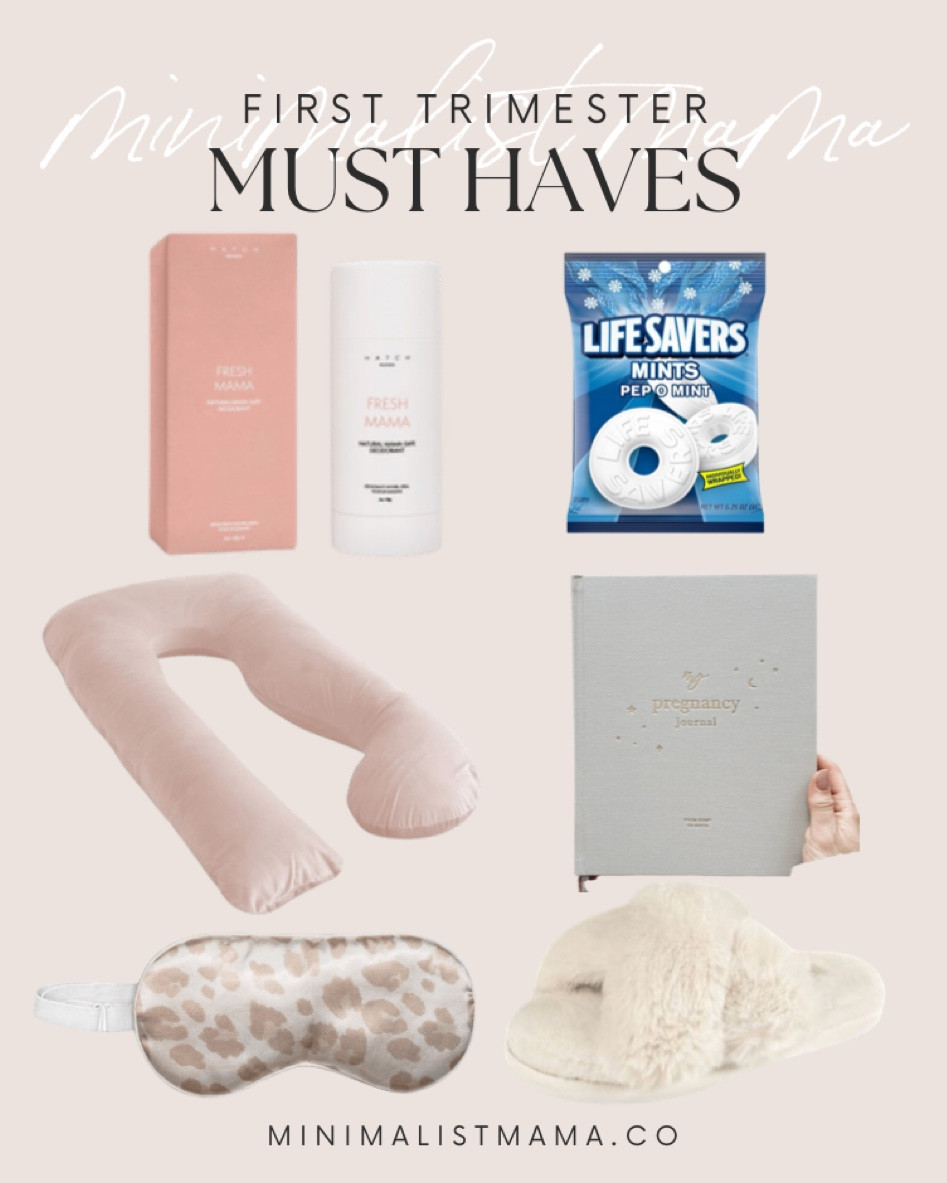 First trimester must haves include lifesaver mints, pregnancy pillow, fresh mama deodorant, sleep mask, and cross cross slippers

Neutral baby gear, pregnancy gear, pregnancy must haves, first trimester, pregnancy, bump, bump gear

#LTKbaby #LTKunder50 #LTKbump