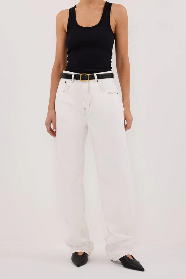 LIV WHITE DENIM BARREL LEG JEAN | DISSH