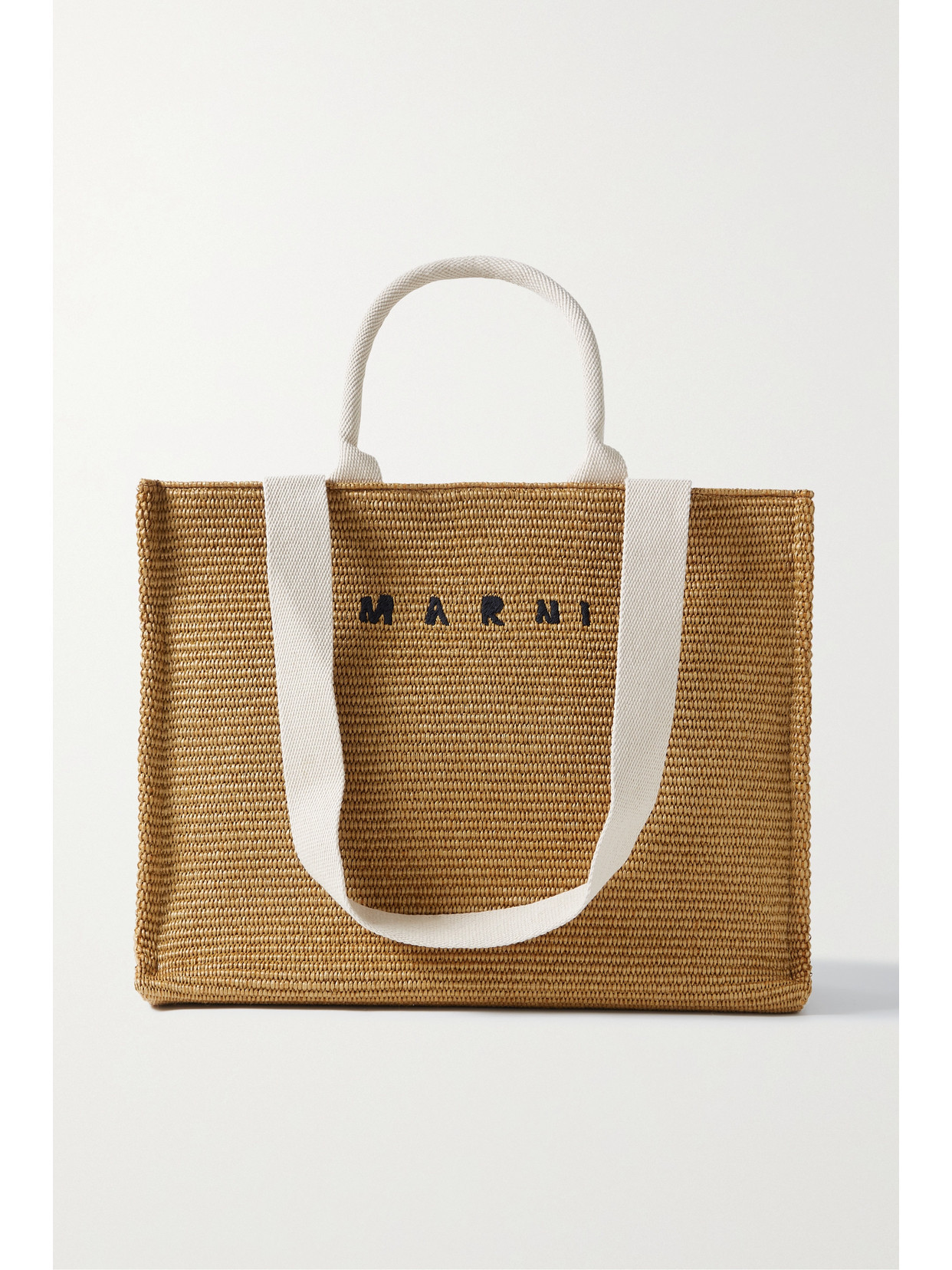 Marni - Large Canvas-trimmed Embroidered Raffia Tote - Neutrals | NET-A-PORTER (US)