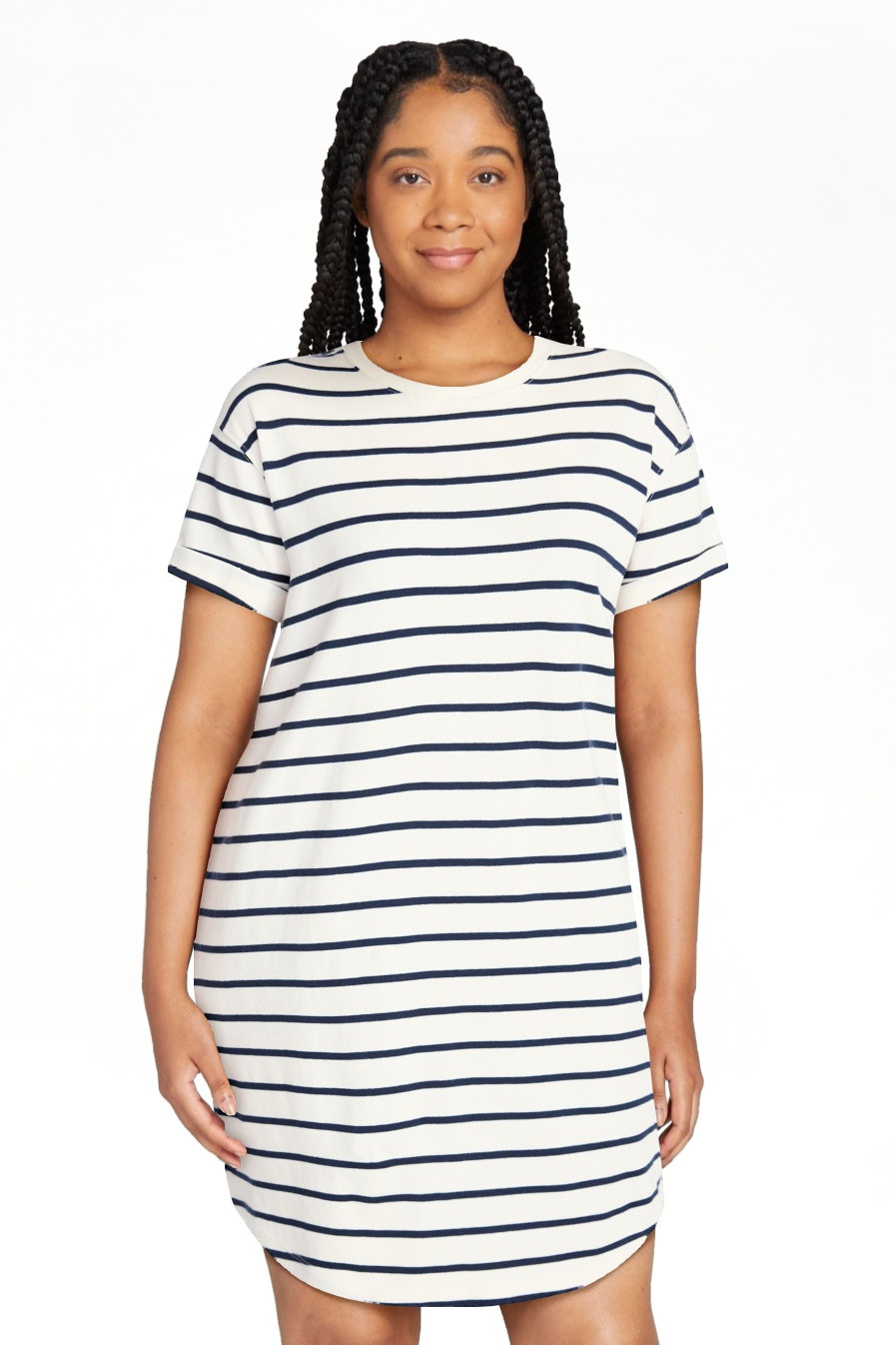 Time and Tru Women's Cotton T-Shirt Dress with Short Sleeves, Sizes XS-XXXL | Walmart (US)