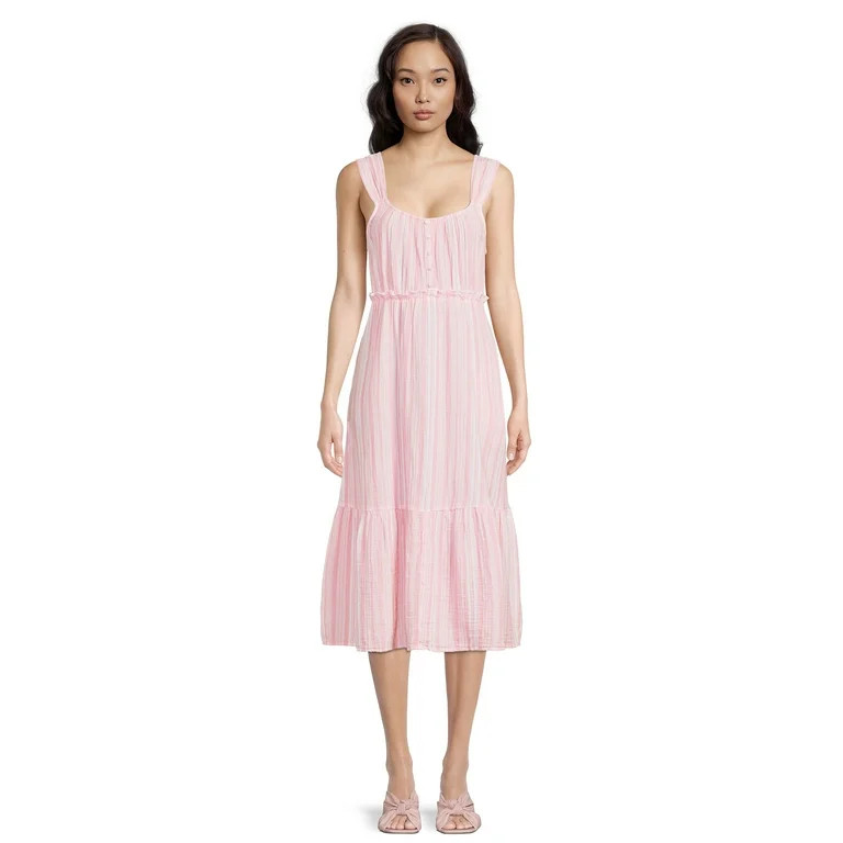 Time and Tru Sleeveless Doublecloth Midi Dress - Walmart.com | Walmart (US)