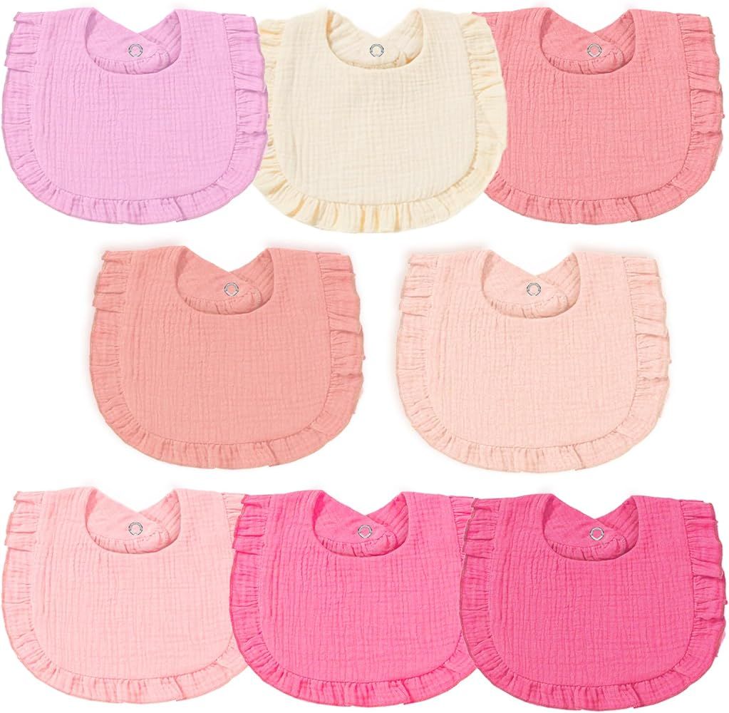 Baby Muslin Bibs, Bandana Drool Baby Bibs for Girls, Adjustable 100% Cotton Soft Baby Bibs for Dr... | Amazon (US)