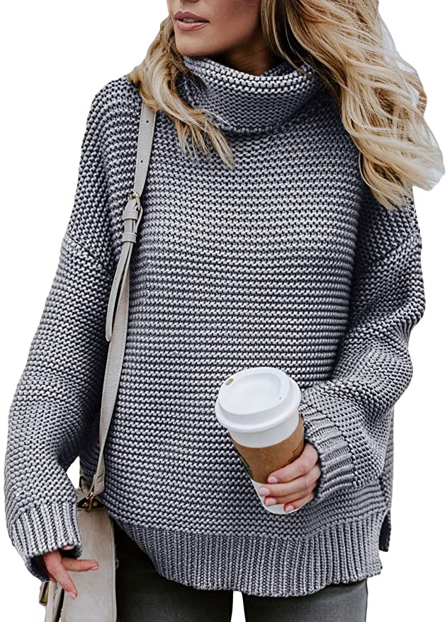 Asvivid Womens Turtleneck Long Sleeve Chunky Knit Pullover Sweater Tops | Amazon (US)
