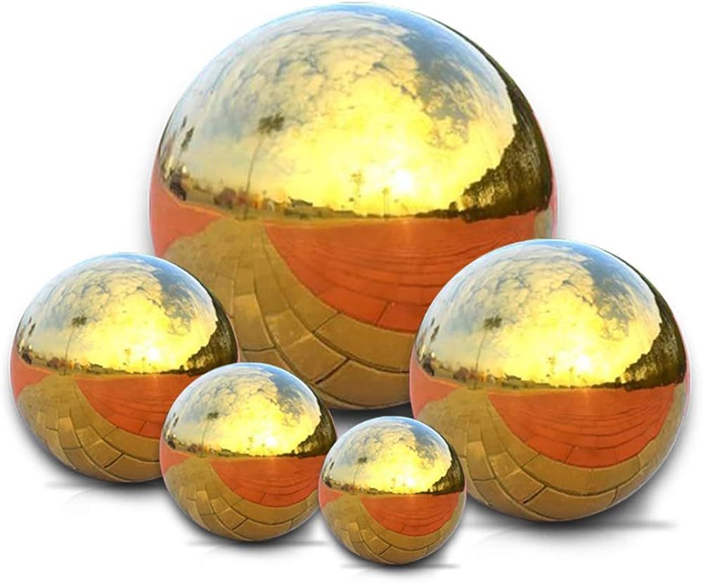 Nerien Gazing Ball, Stainless Steel Garden Mirror Globe, Polished Ornament Sphere, Hollow Floatin... | Amazon (US)