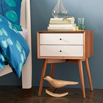 Mid-Century Nightstand - White &amp; Acorn | West Elm (US)