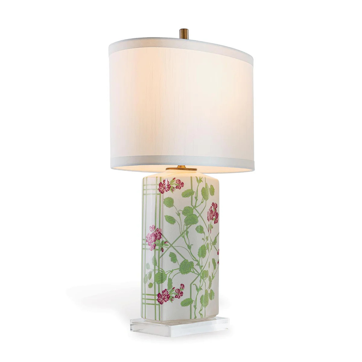 Williamsburg Geranium Trellis Cream/Green/Pink Accent Lamp | DecoratorsBest