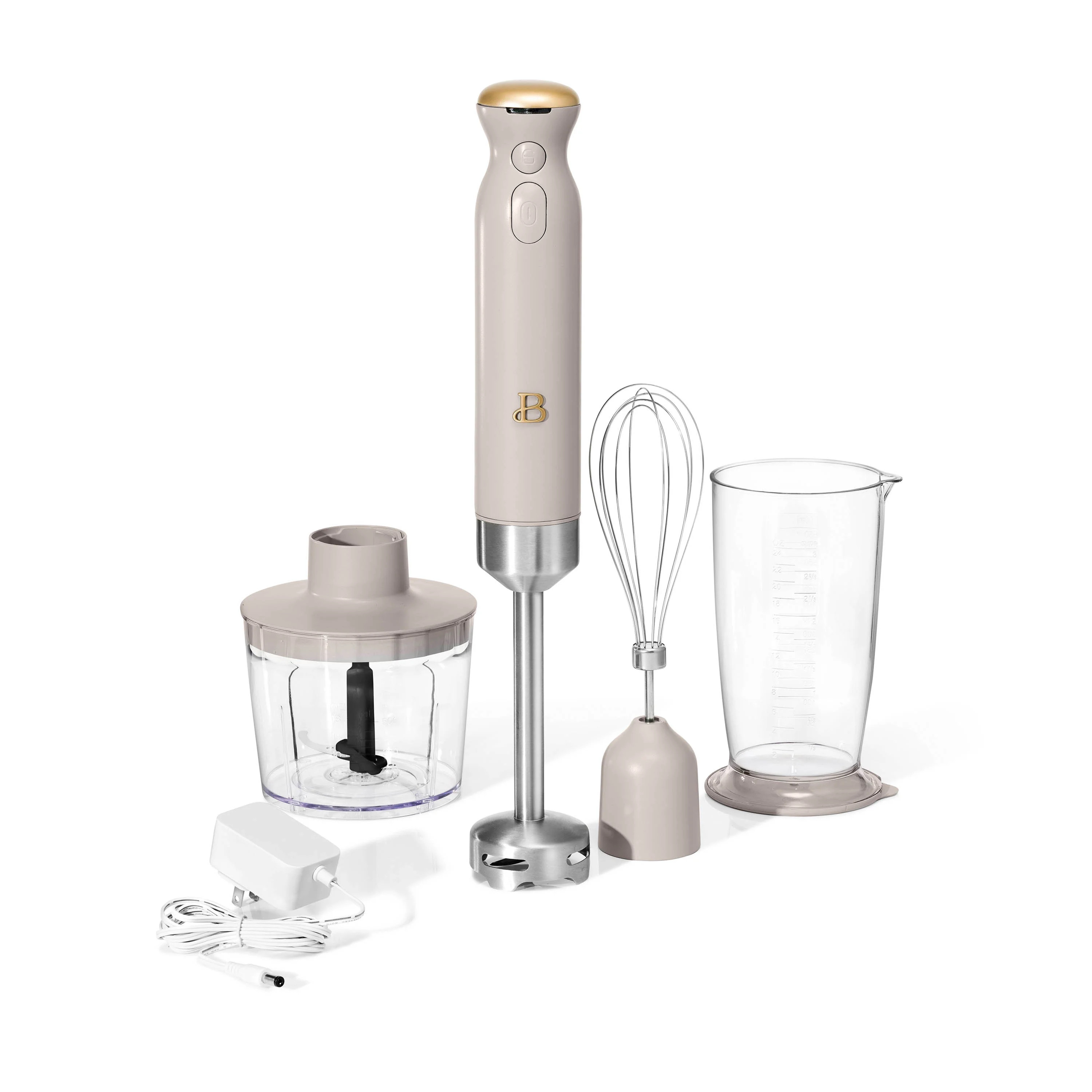 Beautiful Cordless Immersion Blender with Chopper, Whisk & Measuring Cup, Porcini Taupe by Drew B... | Walmart (US)