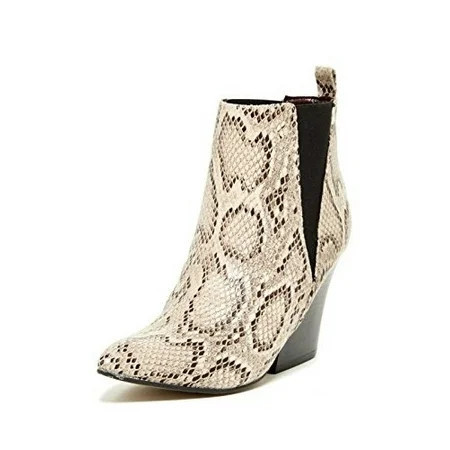 Report Signature Myrna Brown Snake Leather Pointed Toe Stacked Heel Ankle Boots (Brown Snake 5.5) | Walmart (US)