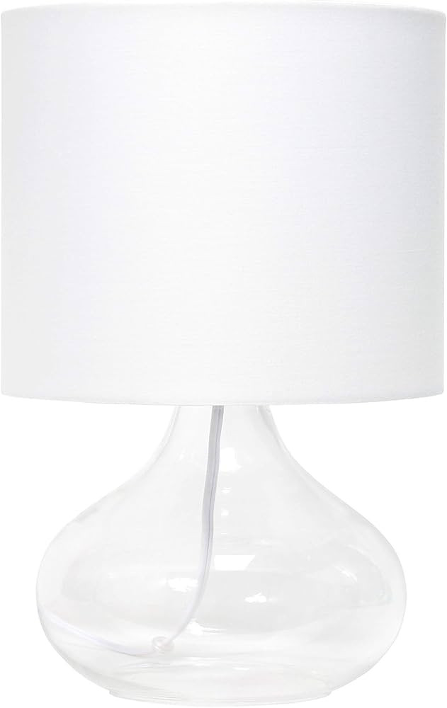 Simple Designs LT2063-CLW Glass Raindrop Table Lamp with Fabric Shade, Clear with White Shade | Amazon (CA)