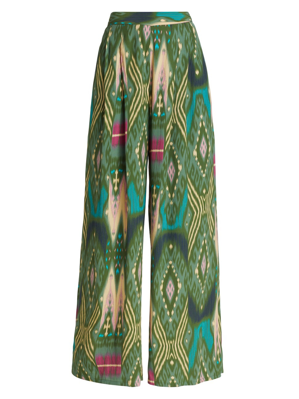 Women's Bridgette Wide-Leg Pleated Pants - Salome Ikat Fatigue Green - Size Large | Saks Fifth Avenue