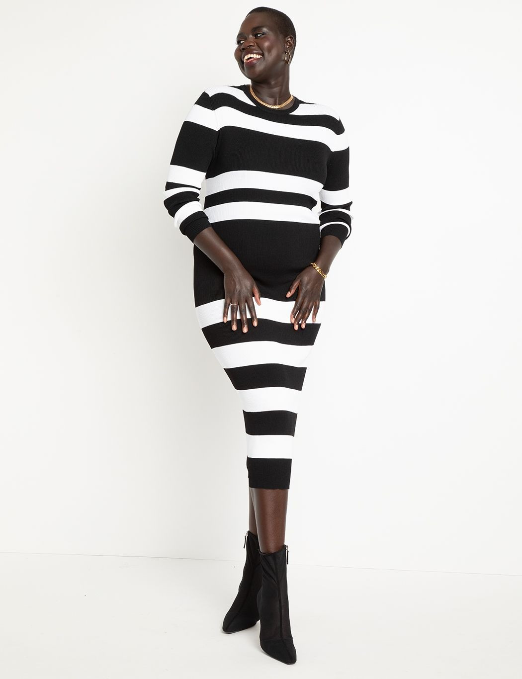 Striped Ribbed Dress | Women's Plus Size Dresses | ELOQUII | Eloquii