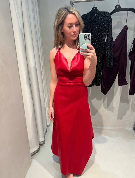Swooning🥰 pictures don’t do this red number justice… a vegan leather that looks and feels like the real deal. The silver “necklace” halter just makes this dress a must for me, and the hemline is so unique! Runs SUPER big, I’m normally between a 6-8, in this brand I can wear the 6, but I bought the 4 in this dress!

#LTKHoliday #LTKGiftGuide #LTKstyletip