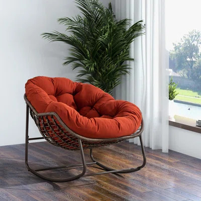 Outdoor Rattan Rocking Chair,Padded Cushion Rocker Recliner Chair Outdoor for Front Porch, Living Room, Patio, Garden | Wayfair North America
