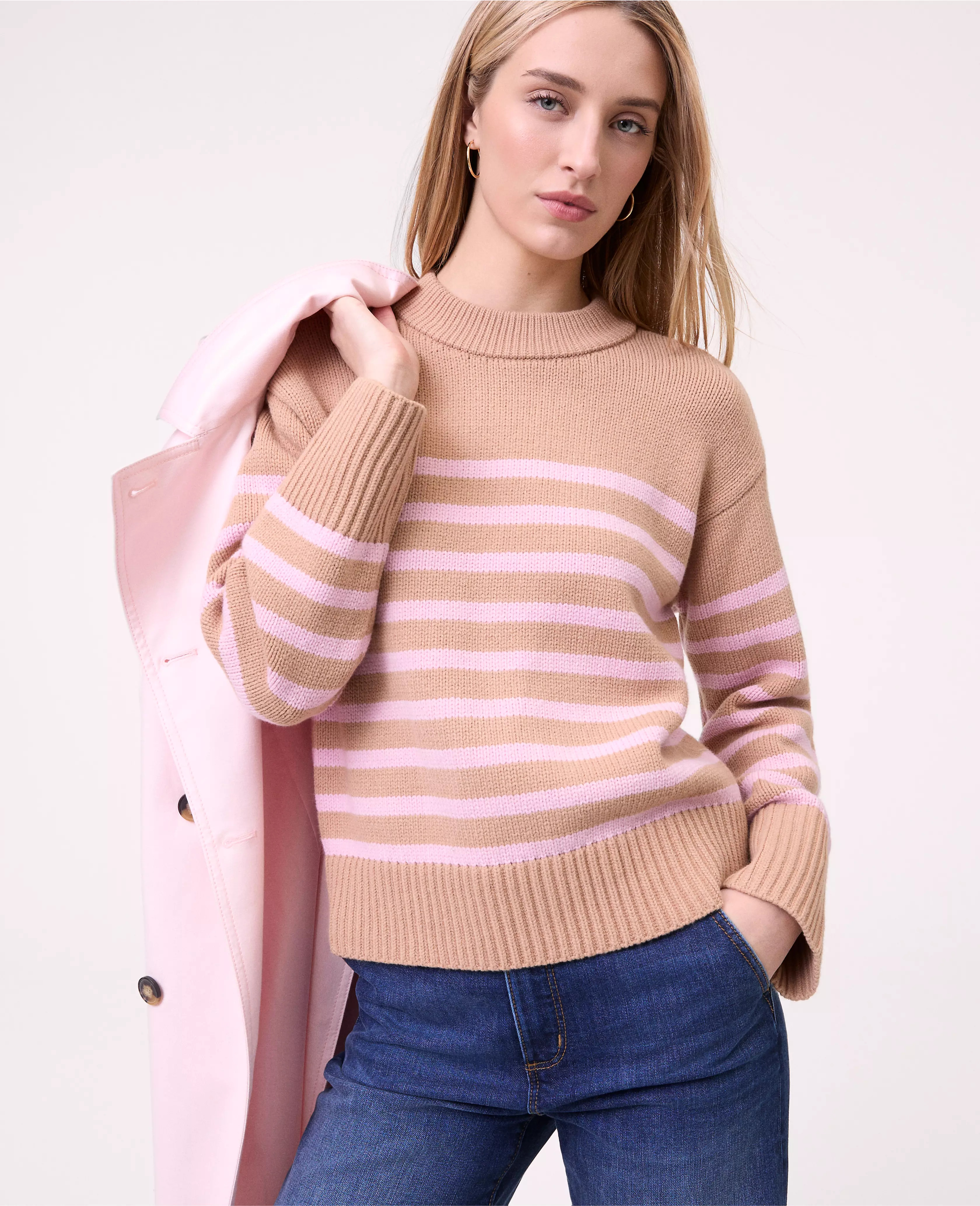 Weekend Collection Striped Crew Neck Sweater | Ann Taylor