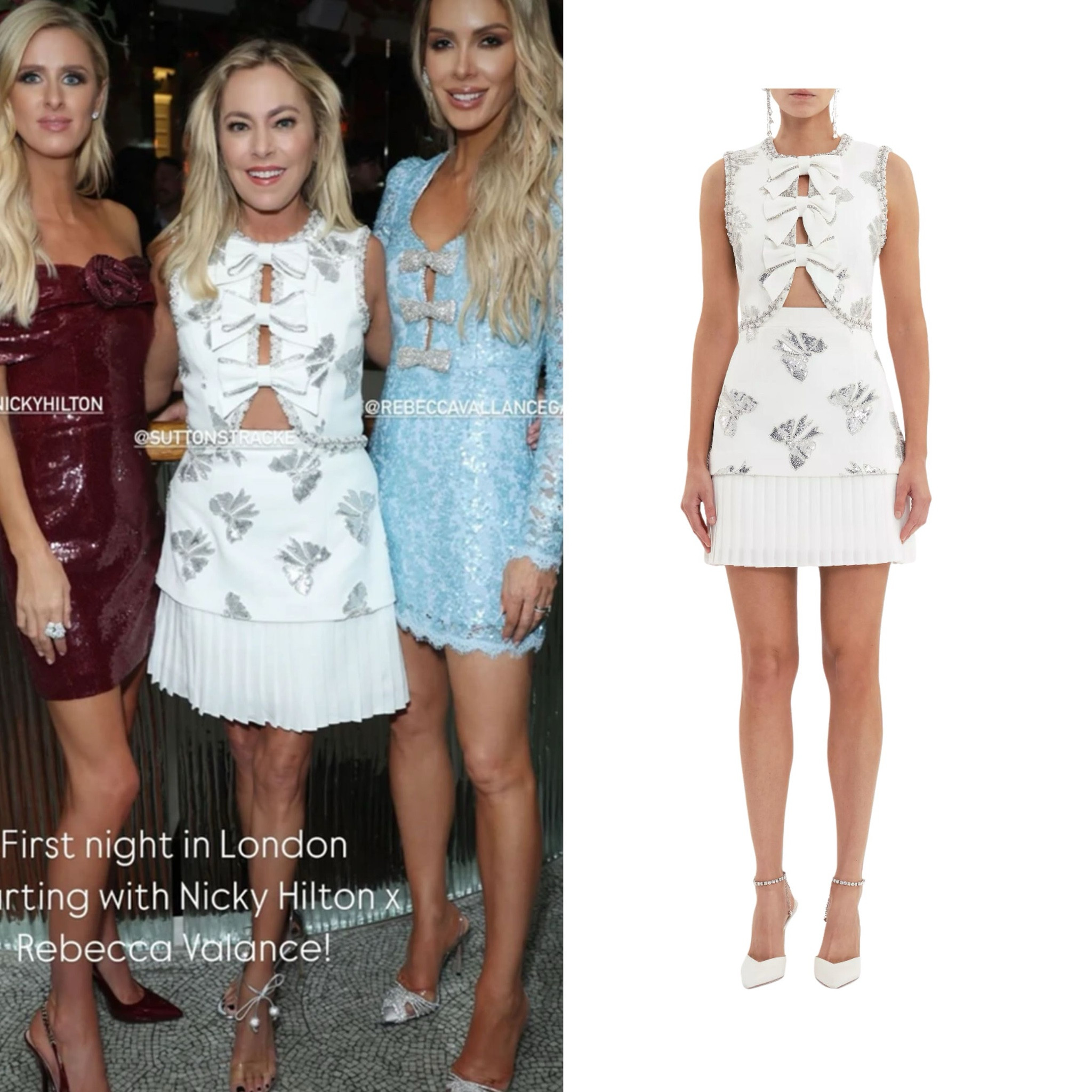 Sutton Stracke’s White Embellished Bow Dress