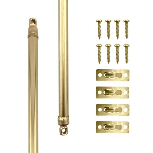 Amazing Drapery Hardware Swivel Sash Curtain Rods with Brass Finish, Set of 2 (Hardware Included) - Adjustable Length 11-19 Inches, Easy to Install Metal Rods for Doors, Windows, and Sidelights | Amazon (US)
