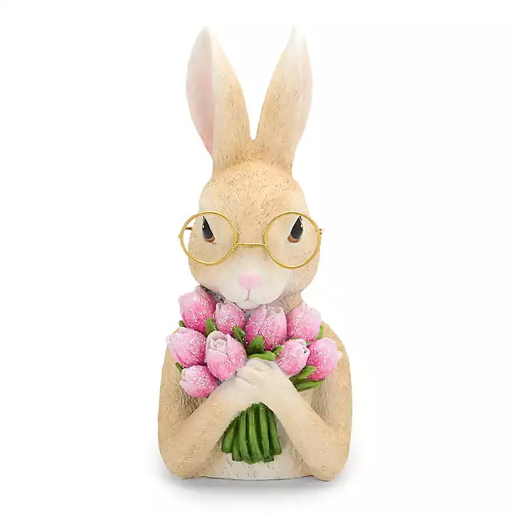 New! Bunny with Floral Bouquet Figurine | Kirklands